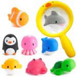 Tangdudu 9 pièces Jouets de Bain pour bébé 1 2 3 4 5 Ans, Jouet Piscine bébé, Jeux d'eau Bebe, Animaux Jouets flottants, Jouets Squirt (Tangdudu, neuf)
