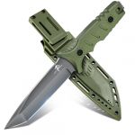 Purple Dragon Le couteau de survie extérieur avec étui en Kydex, couteau de chasse à lame fixe en acier D2 forgée d'une seule pièce, couteaus bushcraft Full Tang avec manche G10 pour le camping, vert (Purple Dragon Direct, neuf)