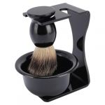 Kit de Blaireau de Rasage, Kit de Brosse à Barbe 3 en 1, avec Support de Blaireau Léger et Bol, Kit de Toilettage pour Pères, Maris ou Petits Amis (Jeadhen, neuf)