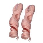 Generic Perruque de Poup&eacute;e Articul&eacute;e, Boucles Romaines Synth&eacute;tiques Douces, Clamp/Holder de Poign&eacute;e, Queue de Cheval, Courbe &eacute;l&eacute;gante, 2 Pi&egrave;ces (Crevette rose) (Ongwan, neuf)