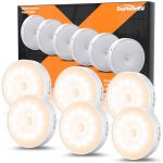 Lot de 6 veilleuses avec détecteur de mouvement,Lampe LED rechargeable USB à 3 Modes éclairage,Lumiere detecteur de mouvement interieur pour éclairage d'escalier, couloir,chambre, cuisine,Jaune Chaud (HIKOO, neuf)