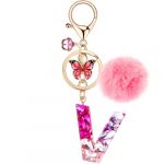 MWOOT Porte Cl&eacute;s lettre V pour Femme, Porte Cle Initiale Rouge, Alphabet Charmes en R&eacute;sine pour D&eacute;cor Porte Clef Voiture Sac &agrave; Main (vetpw, neuf)