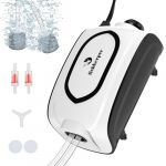 fishkeeper 5W Ultra-Silencieuse Bulleur Aquarium, 358L/H R&eacute;glable Pompe &agrave; Air Aquarium, Bulleur pour Aquariums Convient Aux de 1 &agrave; 600 litres, Pompen Externe pour Aqua &agrave; Eau avec Ventouses (Autoommo, neuf)