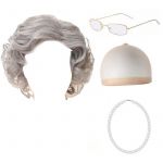 Hellery Ensemble de Perruques D'Halloween, pour Les Personnes âgées, En Cadeau avec Décoration de Lunettes pour Les Spectacles D'anime, Les Représenta, Gris Foncé (Hellery FR, neuf)