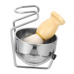 TOGEVAL 1ensemble Support De Rasage Inoxydable Avec Blaireau Et Bol Pour Rasage Pr&eacute;cis Et Pratique (BOBOLING, neuf)