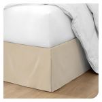 FOVAOK Cache-sommier plissé doux et confortable avec tissu infroissable et résistant à la décoloration – Literie de 38,1 cm de haut (sans plateforme) (beige, 140 x 190 x 35 cm) (Yanlianfangzhipin, neuf)