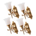 ERINGOGO 4 Pi&egrave;ces Lot de Lampes Murales Miniatures Dor&eacute;es &agrave; Lumi&egrave;re Chic pour Maison de Poup&eacute;e Figurines Miniatures pour Artisanat et Micro Plage (MINGEAR, neuf)