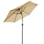 Angel Living Parasol de jardin - &Oslash; 270 cm - Parasol de terrasse - Taupe - Rond - En aluminium, acier et polyester - UV50+ - Beige (SOLOHI Outdoor, neuf)