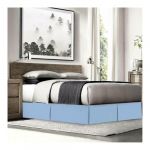 FOVAOK Cache-sommier plissé doux et confortable avec tissu infroissable et résistant à la décoloration – Literie de 38,1 cm de haut (sans plateforme) (bleu, 180 x 200 x 35 cm) (Yanlianfangzhipin, neuf)