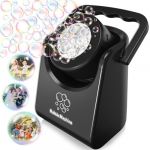 Machine à Bulles, Soufflante à Bulles Automatique Portable à Piles Jouet à Bulles électrique pour Enfants Ajuster l'angle de 90°pour Une Fête d'anniversaire en Plein Air (Noir) (Yilinec, neuf)