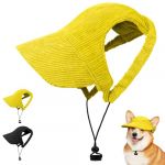 OFFCUP Casquette de Baseball pour Chien, Réglable Chapeau de Soleil Protection Chiens Chapeau de Sport Trous Adjustable Chapeaus D'extérieur Été pour Animal de Compagnie (L,Jaune) (HOOCHE, neuf)