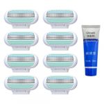 GUOYOU 8 Pi&egrave;ces Rasoir Femme recharges de Lames 1 Pi&egrave;ces cr&egrave;me &agrave; raser Bleu Lame de Rasoir pour Prot&eacute;ger La Peau Rasoirs de Surete Femme Rasage Rapide Lame Rasoirs pour Les Jambes Aisselles (GUOYOU, neuf)