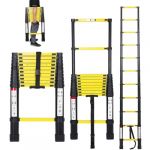 Cecaylie Échelle télescopique en Aluminium avec Crochets Amovible 3,2 m échelle Extensible antidérapante, Multi-Fonction Ladder Charge 330lbs / 150 kg, Noir et Jaune (Infinibest, neuf)