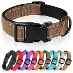 HEELE Collier Chien, Collier Réfléchissant pour Chien, Collier en Néoprène Doux, Rembourré et Respirant en Nylon, Ajustable pour Les Chiots Petits Moyens et Grands Chiens, Marron, M (Heele Euro, neuf)