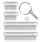 Lot de 70 porte-clés de 25 mm avec chaîne - Anneau fendu DIY - Kit de bricolage - Pour travaux manuels, fabrication de bijoux - Argent (maksimswin, neuf)