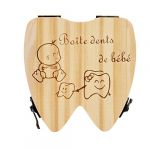 Nrpfell Boite Dents de lait pour Bebe Dents de lait Rangement Enregistrer Cadeaux Boite en Bois pour Enfants Garcon francaise