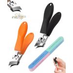 CULEB 2 Pi&egrave;ces Coupe Ongles Coud&eacute; avec Lime Polissage Color&eacute;e,Pince Ongles Coud&eacute;e Large Ouverture,Kit de Soins des Ongle Ergonomique,Coupe Ongle Professionnel pour Hommes et Femmes (CULEB, neuf)