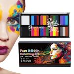 Kit de peinture pour visage et corps - Peinture sûre à base d'eau - Peinture corporelle lavable - Poudre pigmentée de maquillage - 26 couleurs - Pour carnaval, Noël (weiqio, neuf)