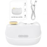 Coupe-ongles électrique – Sécurité à 2 vitesses – Conception de stockage des restes d'ongles avec lumière, pour hommes, personnes âgées, , maison, voyage, pieds, mains, doigts, cuticules (Falling Flower Clothing House, neuf)