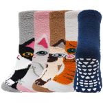 PUTUO Chaussettes Polaires Antidérapantes pour Filles: Chaussettes Chaussons Moelleuses Chaudes pour Maison Hiver Enfant Cadeau 5 Paires (PUTUO, neuf)