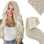LaaVoo Extension Cheveux Naturel Clip Blanc Extension a Clip Cheveux Humain Vrai Platine Double Trame Courte 30cm 5pcs 80g Remy #60 (Laavoo, neuf)