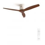 CREATE / WINDCALM M/Ventilateur de plafond ABS avec télécommande blanc pales effet bois foncé / 40W, Silencieux, Ø132 cm, 6 vitesses, minuterie, été-hiver, double hauteur (CREATE, neuf)