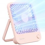 JISULIFE Mini Ventilateur Portable, Petit Ventilateur Pliable à 180°, Ventilateur Silencieux Réglable à 4 Vitesses, Convient pour la Maison/Bureau/Voyage-Rose (JISULIFE-EU, neuf)