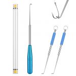 Vicloon Acier Inoxydable Remover Poisson Crochet, 3Pcs Dégorgeoir pour Peche, Pêche Détacheur avec Tube de Stockage, Extracteur Hameçon Fish Hook Remover Kit d'Outils de Retrait d'Hameçon(Bleu) (BEST-SELLER5, neuf)