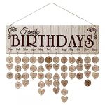 QZDAFFIC Calendrier Anniversaire 100 Pièces Calendrier Perpetuel avec des Étiquettes Heart & Circle, Fait à La Main Bois Murale Plaque Calendriers pour Deco Bureau Chambre (QZDAFFIC, neuf)