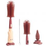 Vicloon Goupillon Biberon Silicone,3 en 1 Nettoyage Biberon Brosse,Goupillon Biberon et Tétine pour Toutes Les Tailles de Biberons,sans BPA Durable et sans Rayures（Rouge） (HANSBUY, neuf)