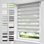 Rideau sans Perçage Translucide 50 x 150 cm Blanc Protection Vie privée Tissu Double BelleMax Store Enrouleur Jour Nuit