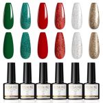 ROSALIND Vernis Semi Permanent 6 Couleurs Vernis Gel UV Semi Permanent Rouge Vert Or Argent Gel Polish Vernis &agrave; Ongles Soak Off UV/LED Nail Art Semi-Permanent &agrave; Th&egrave;me de No&euml;l, 8ml (MEISITEMAOYI, neuf)