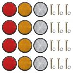 APOMOONS 12 catadioptres Ronds Diam&egrave;tre 60 mm en 3 Couleurs Catadioptre Rond &agrave; Visse avec vis M5 et &eacute;crous pour remorque Camion Caravane E 4 Rouge 4 Jaune 4 Blanche (Snorkeling Sky, neuf)