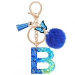 MWOOT Nom Lettre initiale B Porte-clés, Bleu Porte-clés pour Femme, Charmes en Résine Pour Clé Porte Clef Voiture Décor Sac à main (vetpw, neuf)