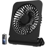 EasyAcc Mini Ventilateur de Table Rechargeable 6H Ventilateur Portable Silencieux Ventilateur de Batterie USB-C 4 Vitesses Puissant Ventilateur Voyage Pliable Détachable pour Bureau Voyage-Noir (Heylive.Store, neuf)