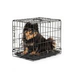 lionto Caisse de Transport pour Chiens et Chats, Cage Polyvalente avec bac en Plastique hygiénique, 45x31x36 cm, Cage pour Chien en métal avec Fermetures de sécurité Solides et cloison, Noir (dibea, neuf)