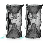 ZENFUN Lot de 2 pièges à appâts de pêche, pièges à crabes, ménés, piège à écrevisses, filet de pêche pliable, accessoires de pêche pliables portables (HeYuedianpu, neuf)