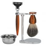 ZJchao Kit de Rasage des Hommes Professionnels 4pcs Ensemble de Rasoir Manuel Traditionnel avec Support de Brosse à Rasage en Acier en Acier Inoxydable pour Rangement trisé Sec (Betued, neuf)