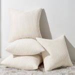 Topfinel Lot de 4 Housses de Coussin 40 x 40 cm en Velours côtelé pour Salon, Chambre d’Enfant, Chambre à Coucher, élégantes, Modernes, Douces, Beige (NoledarEU, neuf)