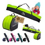BambiniWelt Kit de ski pour enfant 125 cm avec sac de ski et sac &agrave; chaussures de ski Cordura imperm&eacute;able, compartiment pour casque et compartiment pour lunettes de ski, &eacute;cole de ski et sports d'hiver (BambiniWelt, neuf)
