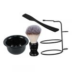 Hohopeti Set de Rasage Traditionnel Homme avec Bol &agrave; Savon Blaireau Portable Poils Naturels Outil de Soin Barbe et Facile &agrave; Nettoyer (Orcchid, neuf)
