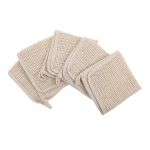 BATHVEVE Lot de 5 Serviettes Exfoliantes en Lin Carrées Serviette de Bain Nettoyante Corps Visage Douce et Solide Gommage Massage Convient à Toute la Famille (MINAMYIO, neuf)
