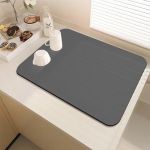 DUJUIKE Tapis &eacute;gouttoir de Cuisine, Tapis &eacute;gouttoir &agrave; Vaisselle antid&eacute;rapant, pour comptoir de Cuisine, Tapis &agrave; Boire pour Animaux de Compagnie(Gris fonc&eacute;,50 x 60cm) (Pulchlla, neuf)
