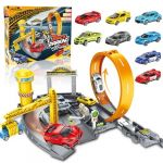 PATEMZON Circuit Voiture Enfant, Piste de Course avec 8 Voitures, Looping et U Track, Set Circuit Voitures avec Autocollants et Panneaux Routiers, Piste de Voiture pour Enfants de 3+ Ans (Passionor Trade Kft., neuf)
