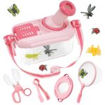 Funsland Kit Exploration Enfant Jouets - 5 Pièces Ensemble de Attrape Insecte pour Enfants avec 12 Faux Insectes, Jouet Exterieur Enfant, Jouet éducatif de Noël Cadeau pour Fille 3 4 5 6 Ans, Rose (Funsland-EU, neuf)