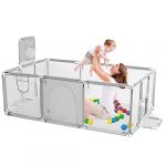 Parc De Jeux B&eacute;b&eacute; D&eacute;montable Lavable - Centre d'Activit&eacute;s pour Enfants Adapt&eacute; Int&eacute;rieur Ext&eacute;rieur avec Grille de Protection (129 * 190, Gris) (sinbide-fr, neuf)