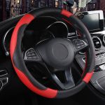 Unisexe de Sport Style Contraste Couleur antidérapant Sweat Respirant PU 38 cm en Similicuir caches de Volant de Voiture Rouge (Haoweier, neuf)