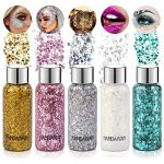 Gel Paillettes Visage et Cheveux: 5 Couleurs Maquillage, Corps, Festival, Glitter Body Gel Makeup pour L&egrave;vres No&euml;l F&ecirc;te P&acirc;ques Cosm&eacute;tique D&eacute;coration (FuMingTe, neuf)