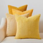 Topfinel Housse Coussin Jaune 40x40cm Decoration Chambre Salon Maison Lot de 4 Housse de Coussin Canape Lit Jardin Déco Aesthetic Scandinave pour Canapé en Velours Côtelé (NoledarEU, neuf)