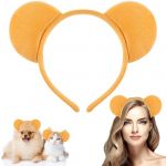 Bandeaux d'Oreilles d'Ours Serre Tete Ours Jaune Mignon Bear Ears Headband Serre Tete Oreilles Animaux pour Carnaval, Cosplay, Anniversaire (B) (yuwenparty, neuf)